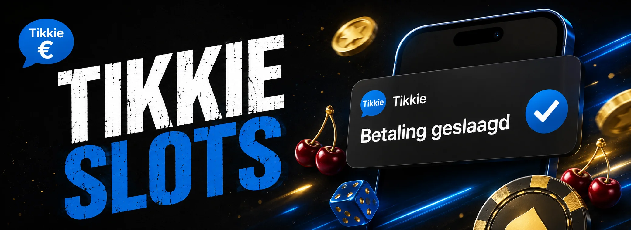 Tikkie Slots betaalbevestiging op een telefoon met de blauwe Tikkie-bubbel en een gouden knop